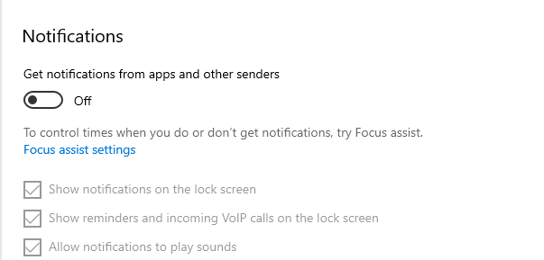 Disable notifications