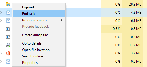 Processes tab