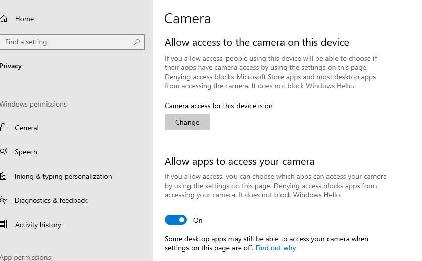 google meet camera not working