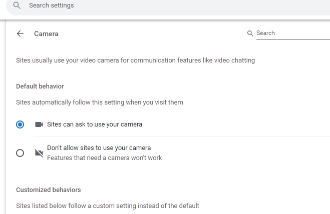 google meet not recognizing camera