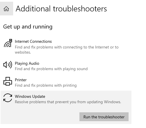Windows Update troubleshooter