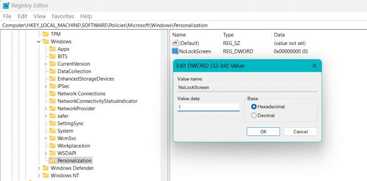 disable lock screen Windows 11