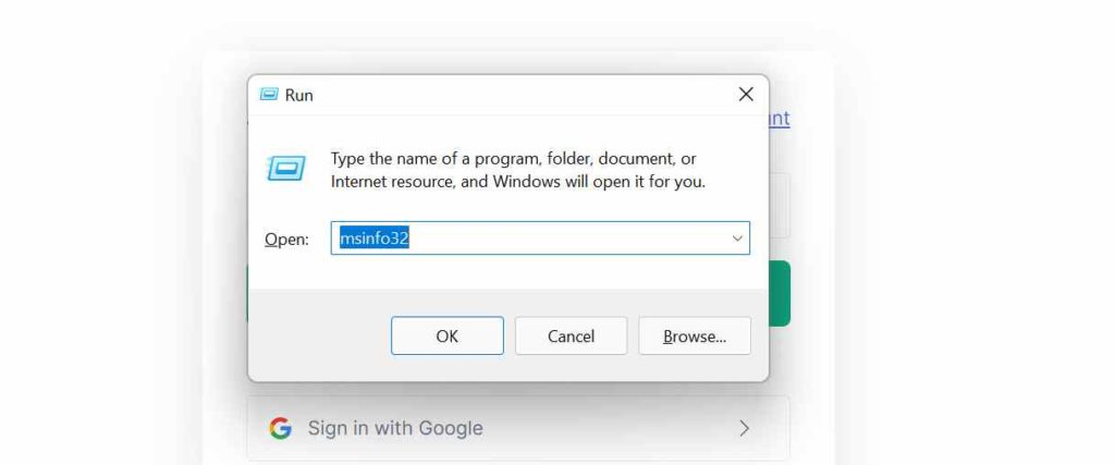 type msinfo and hit enter