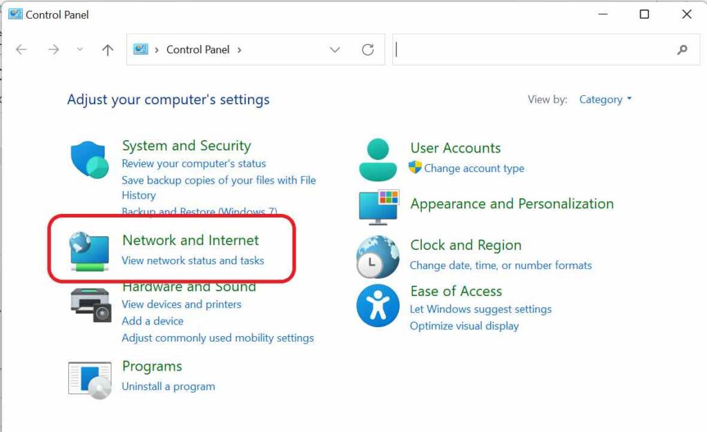 network and internet tab