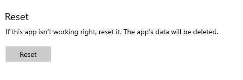reset option