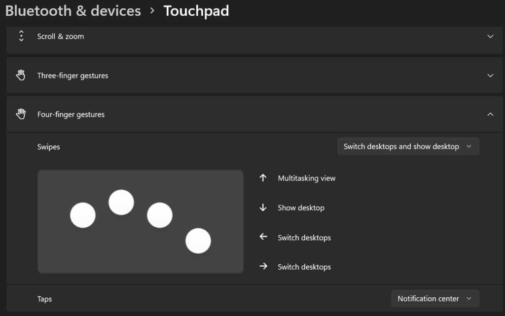 windows touchpad gestures