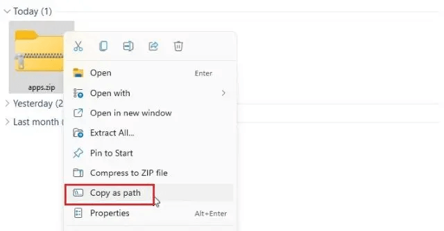 unzip files in Windows 11