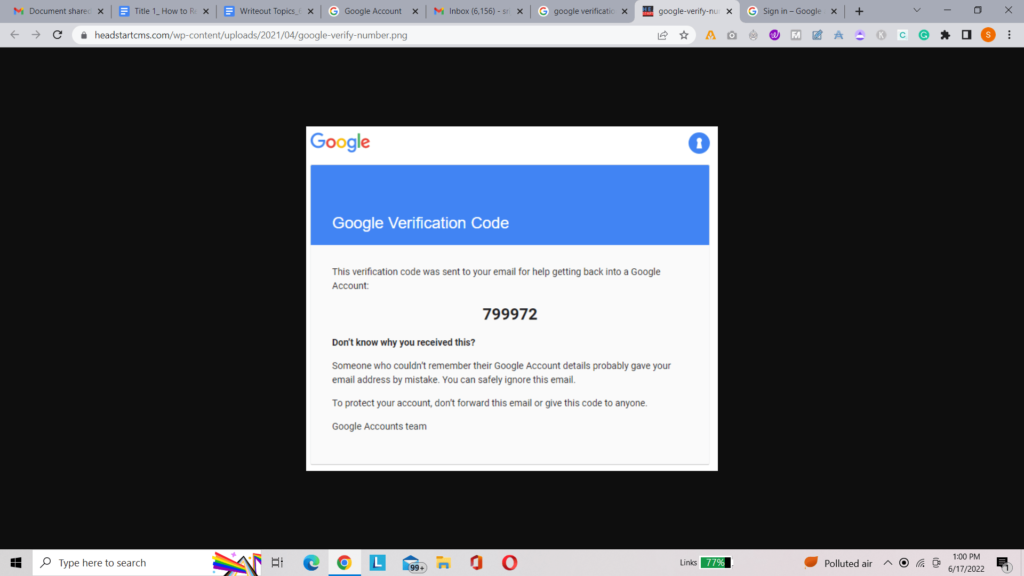 Gmail password recovery