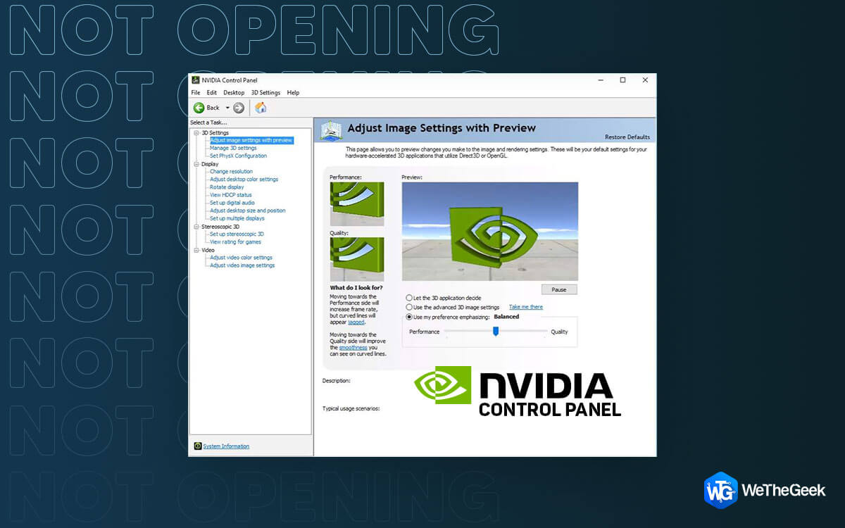 How To Fix NVIDIA Control Panel Not Opening On Windows 11/10