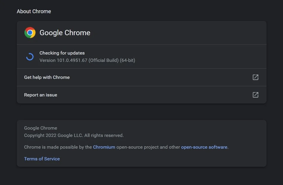 checking or update screenshot