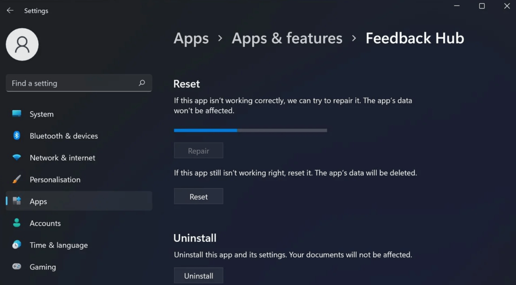 Repair and Reset