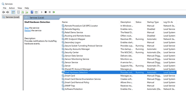 Shell hardware detection