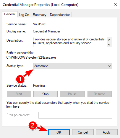 Credential manager not working