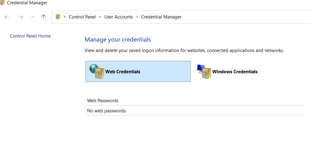 Credential manager not working