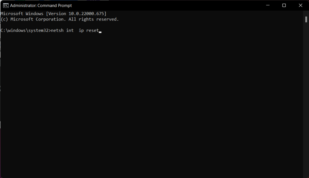 reset tcp ip stack in windows 11