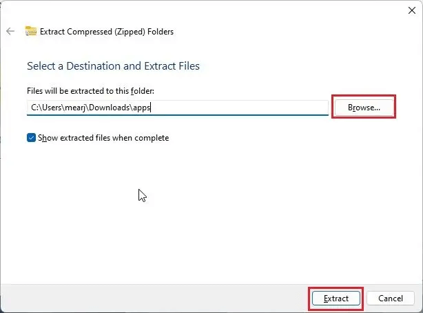 unzip files in Windows 11
