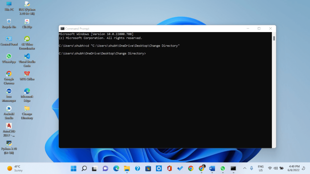Change Directories in Command Prompt