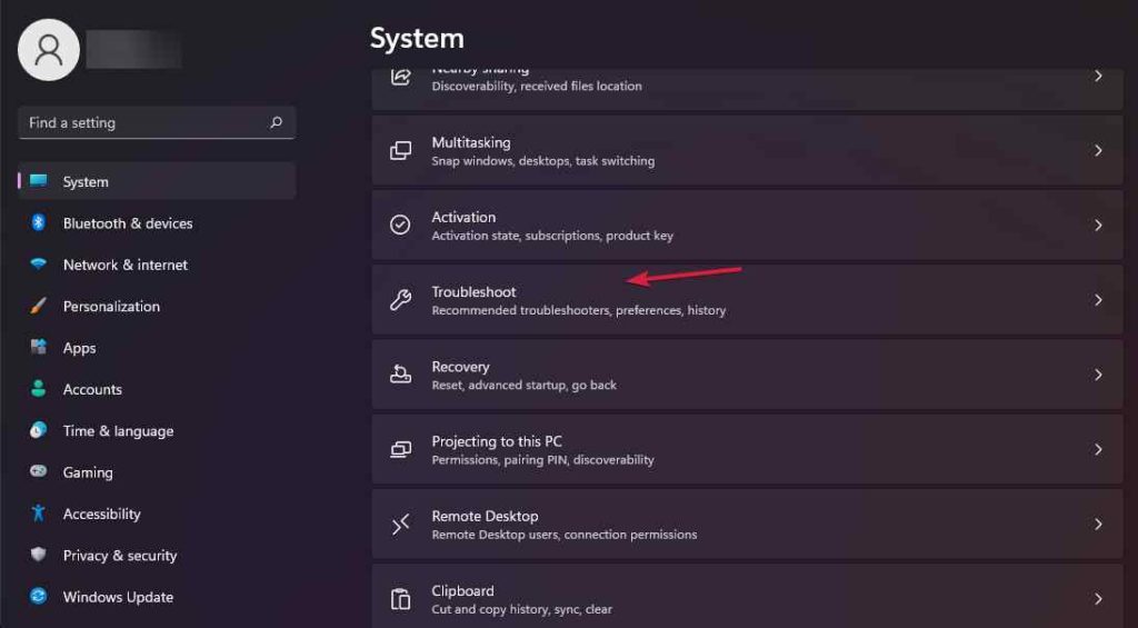 tap on troubleshoot
