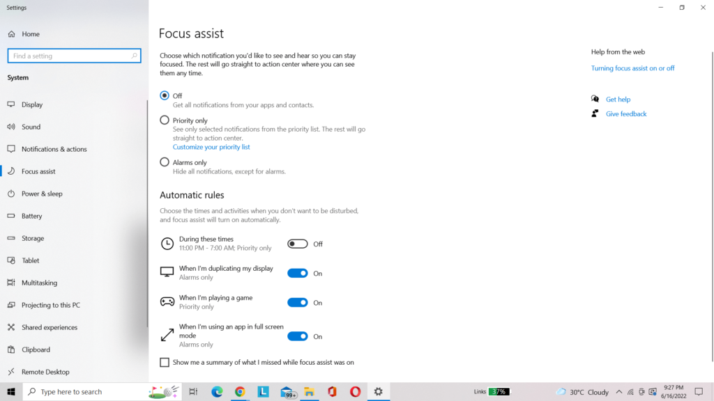 Use Focus Assist in Windows 11