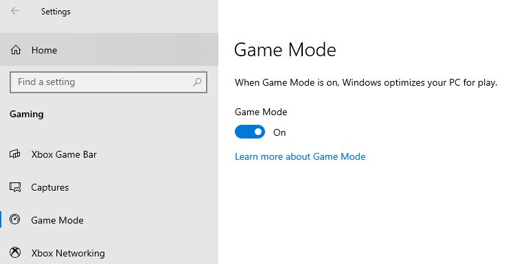 Microsoft game mode