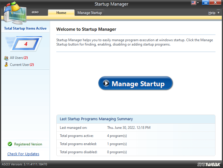 Manage Startup