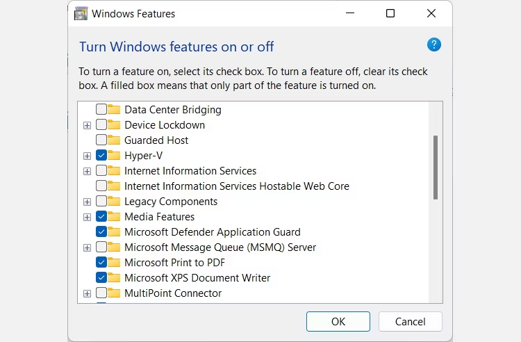 Windows features