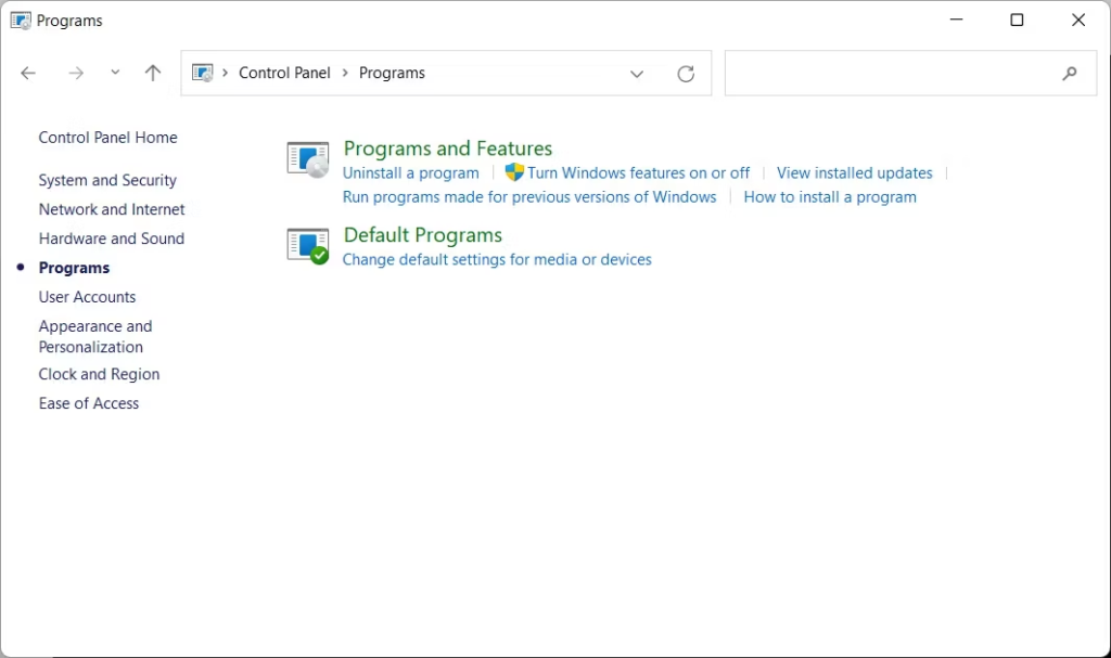 Windows features