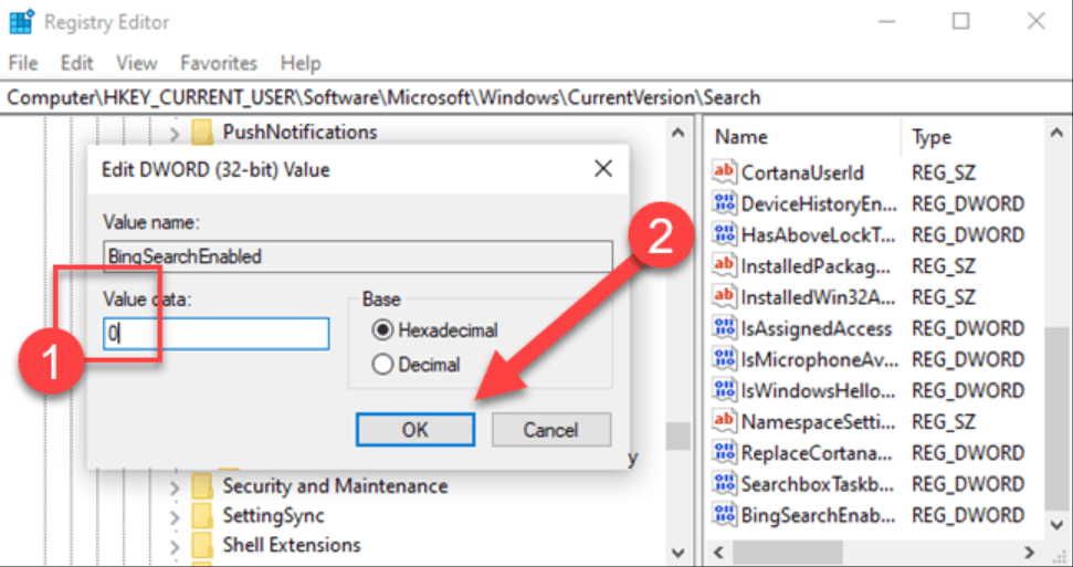 removing Bing search