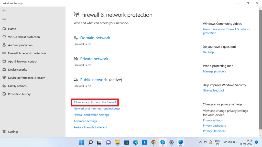 Allow an app through the firewall
