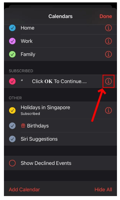 remove iPhone calendar virus