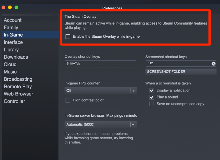 Enable Steam Overlay