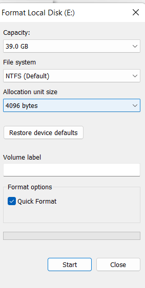 Format options