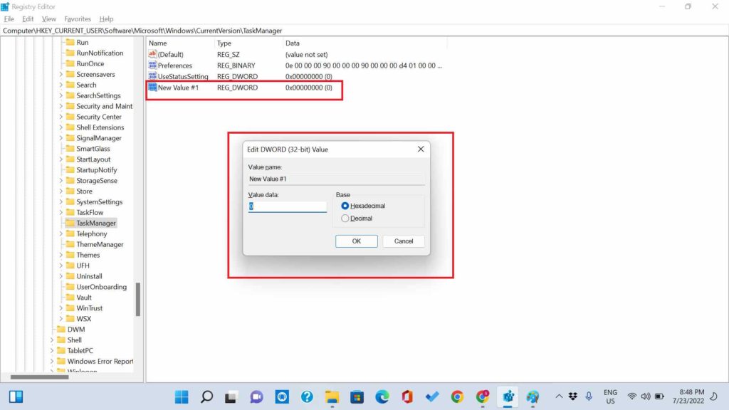 Change the Task Manager Default Start Page