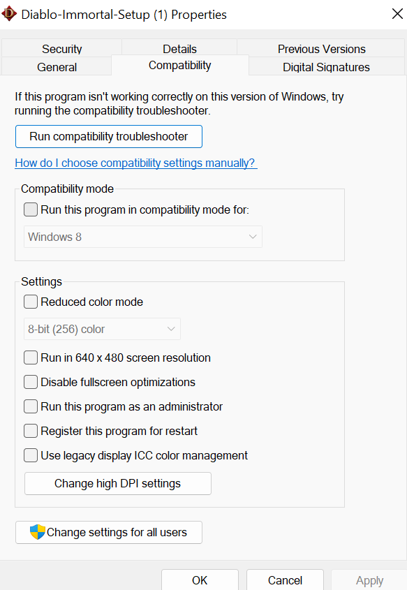 Run the compatibility troubleshooter