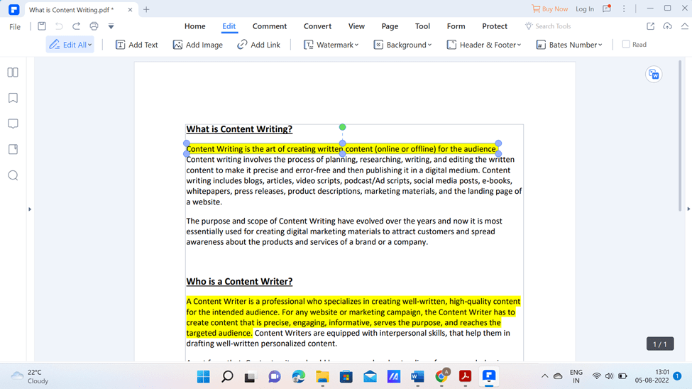 Select the highlighted text