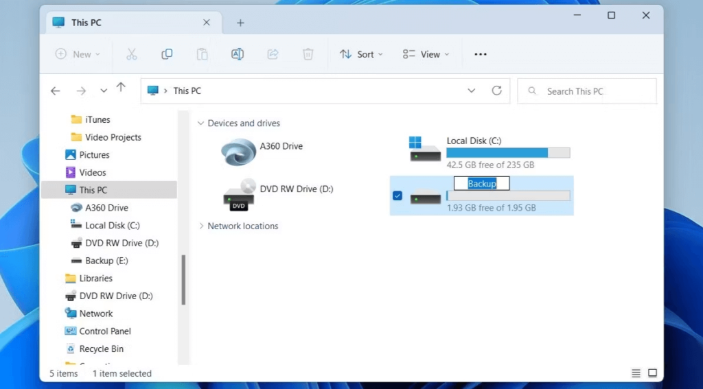 volume label for drive