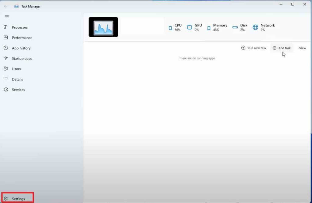 Task Manager Default Start Page