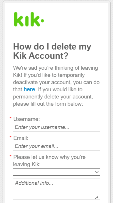 remove kik account