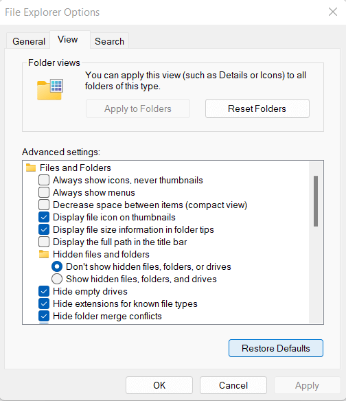 windows thumbnail not showing