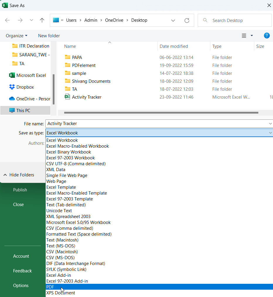 Convert Excel Files to PDF