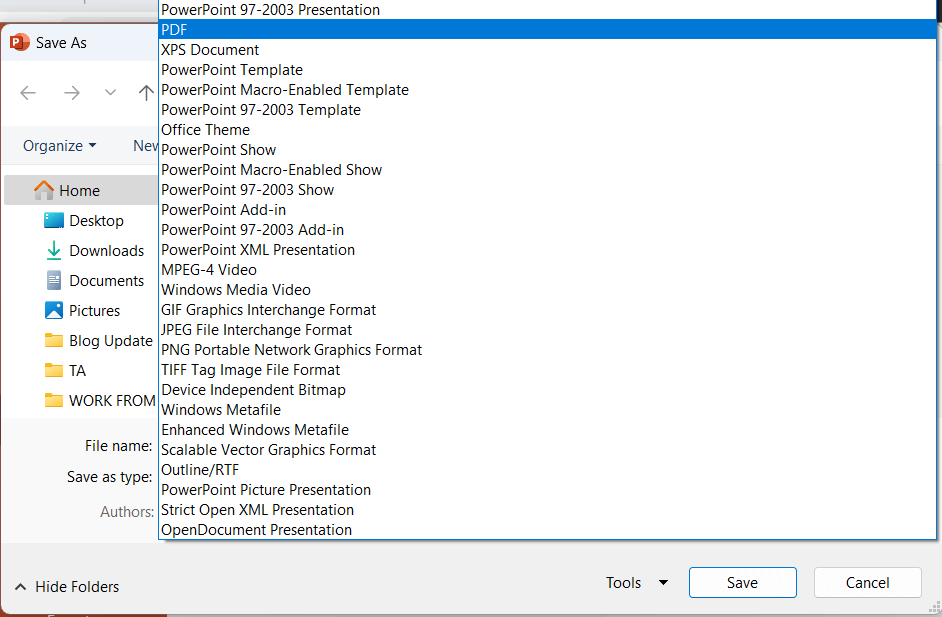 Convert PPT to PDF