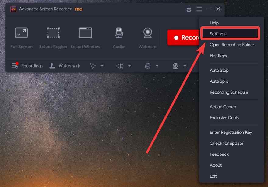 Advanced Screen Recorder Settings