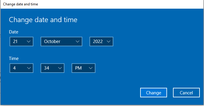 Change date and time