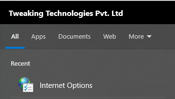 Internet Options