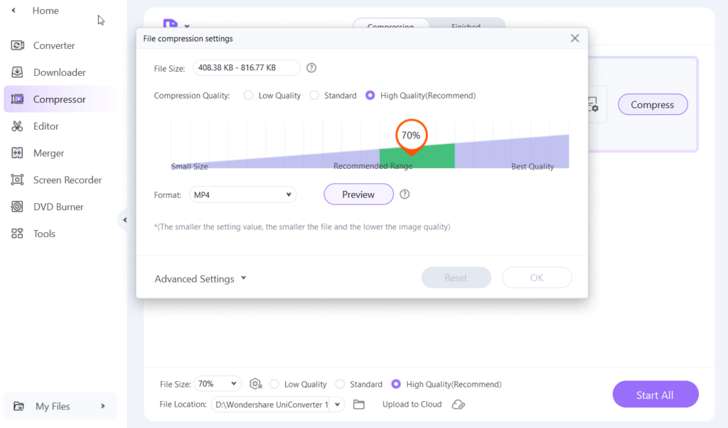 compress screen recording