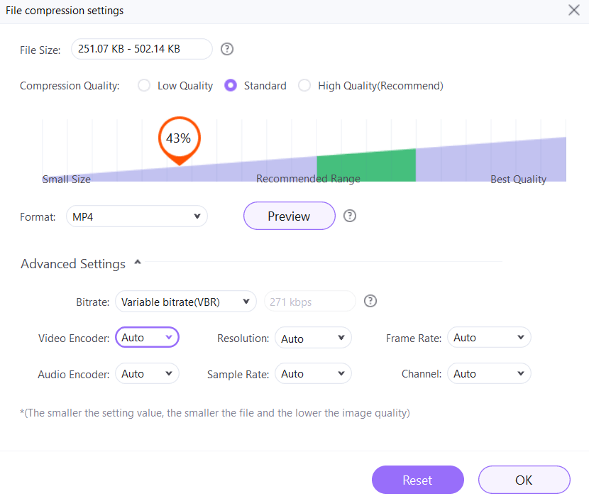 video recorder small file size