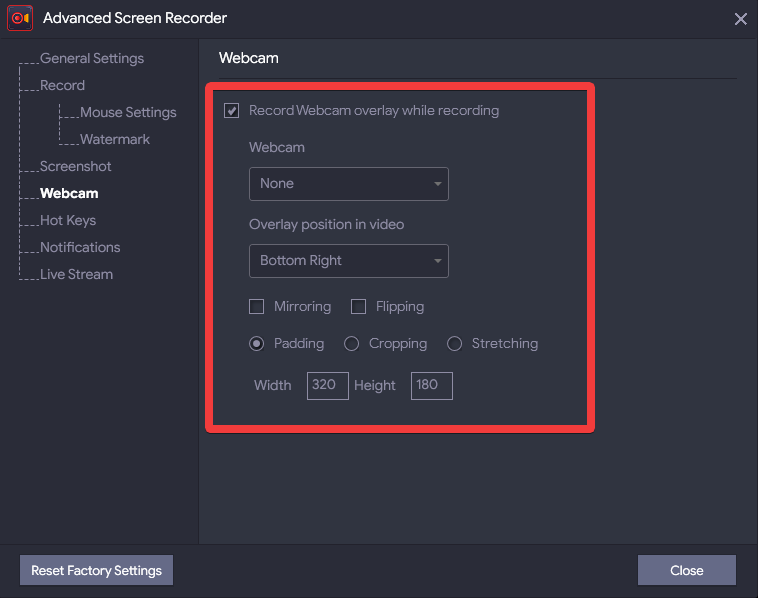 Advanced Screen Recorder Webcam 1