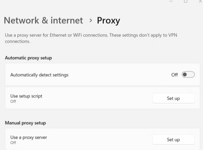 Automatic proxy setup