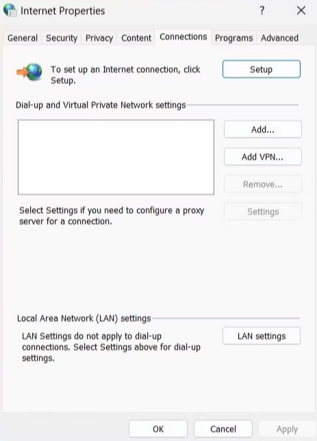 Connections tab