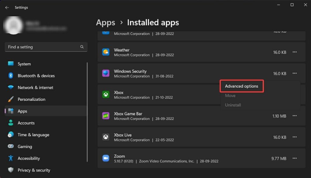 Installed programs